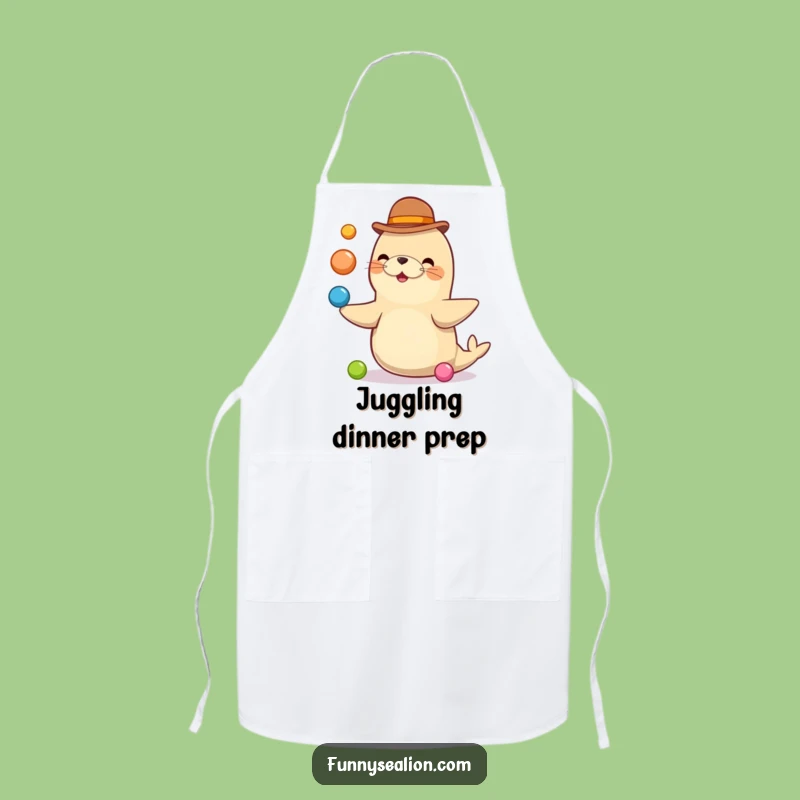 Funny Sea Lion Bowler Hat Chef Apron: Cook with Comedic Flair!