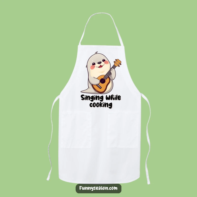 Funny Sea Lion Ukulele Chef Apron: Cook with Musical Flair!