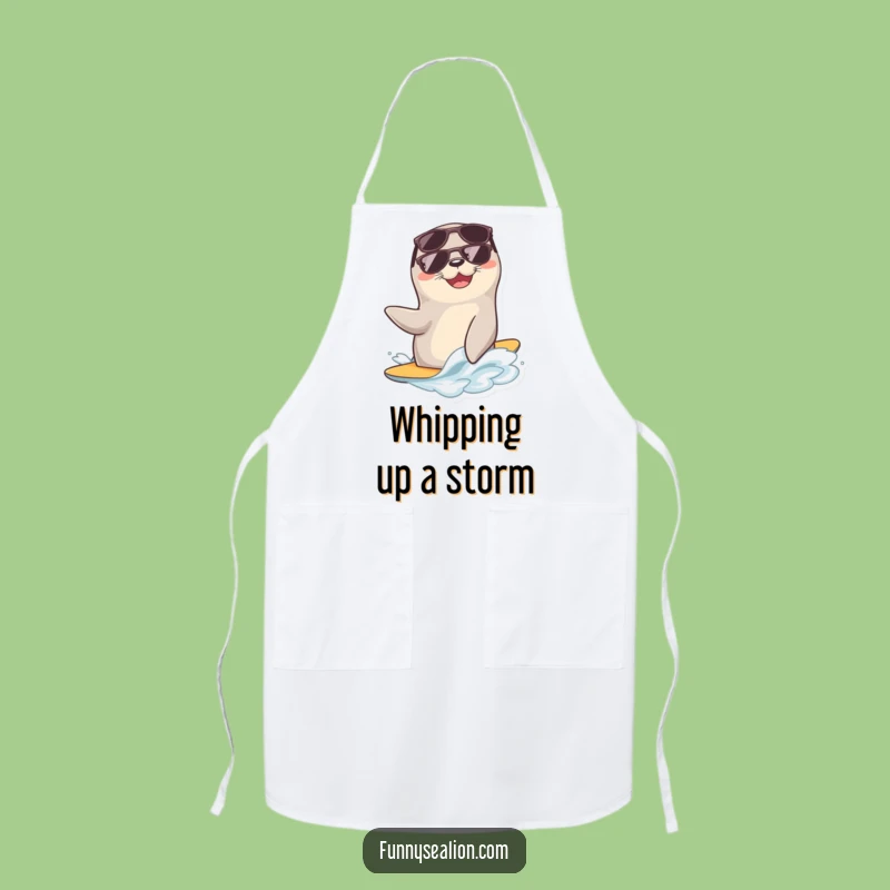 Funny Cool Sea Lion Chef Apron: Cook with Sunny Smiles!