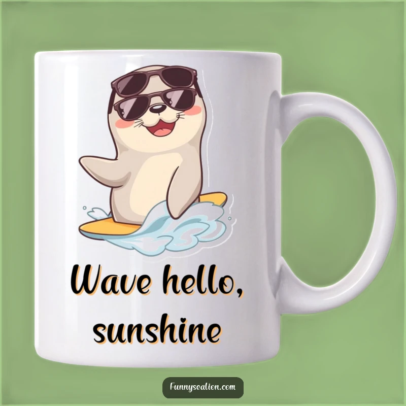 Funny Cool Sea Lion Wave Mug: Chill Vibes Gift for Beach Lovers!