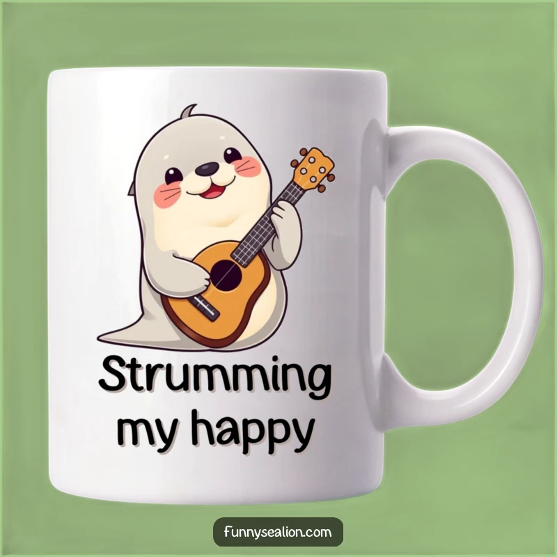 Funny Sea Lion Ukulele Mug: Musical Fun Gift for Music Lovers!