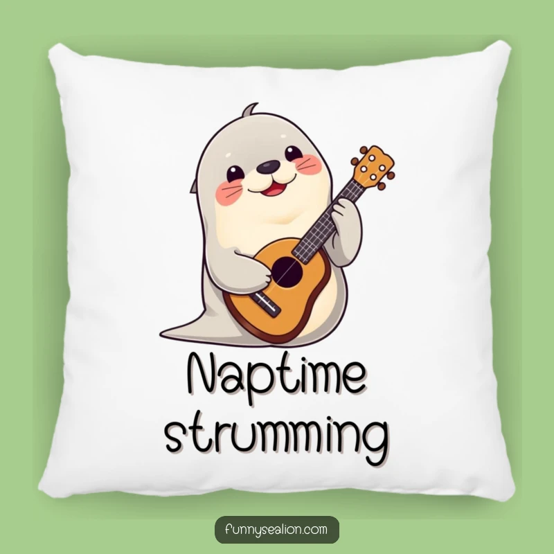 Funny Sea Lion Ukulele Pillow: Cozy Comfort with a Musical Twist!