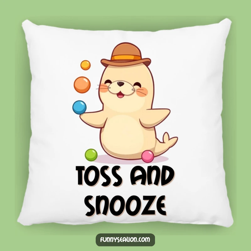 Funny Sea Lion Juggling Pillow: Cozy Comedic Accent for Your Couch!