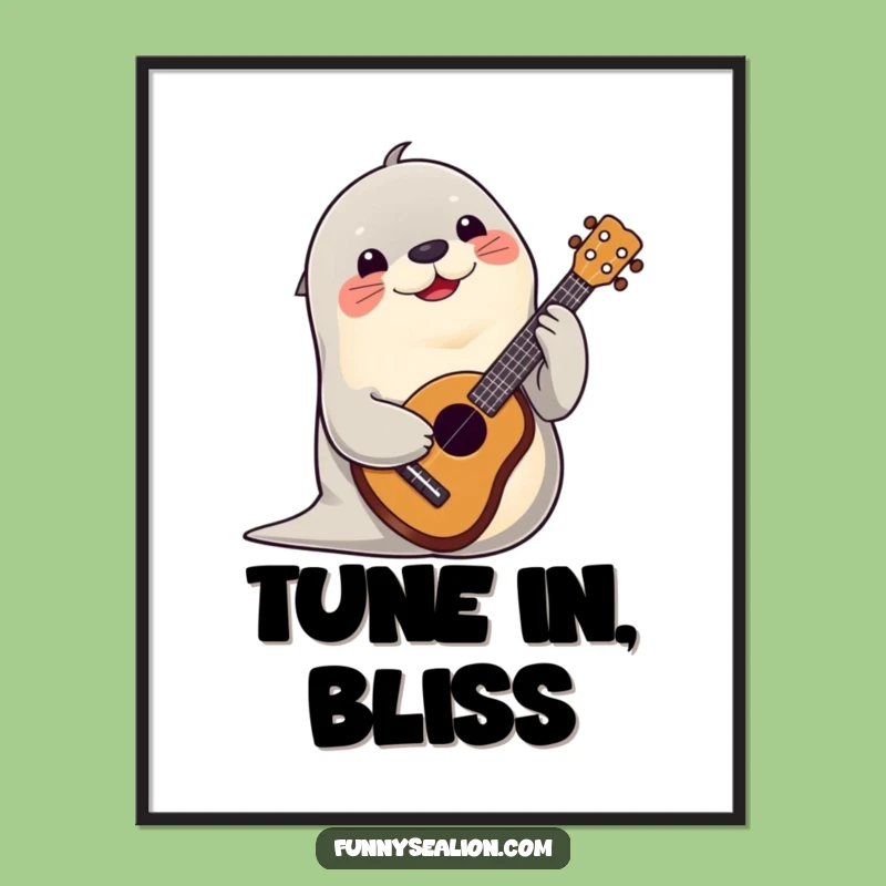 Funny Sea Lion Ukulele Digital Art: Instant Musical Cheer!
