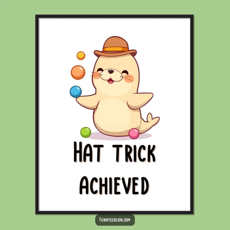 Funny Sea Lion Juggling Digital Art: Instant Whimsical Decor!