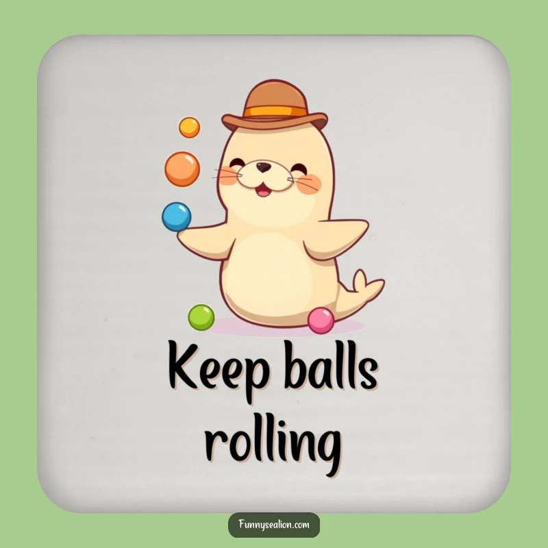 Funny Sea Lion Juggling Coaster: Protect Surfaces with Comedic Charm!