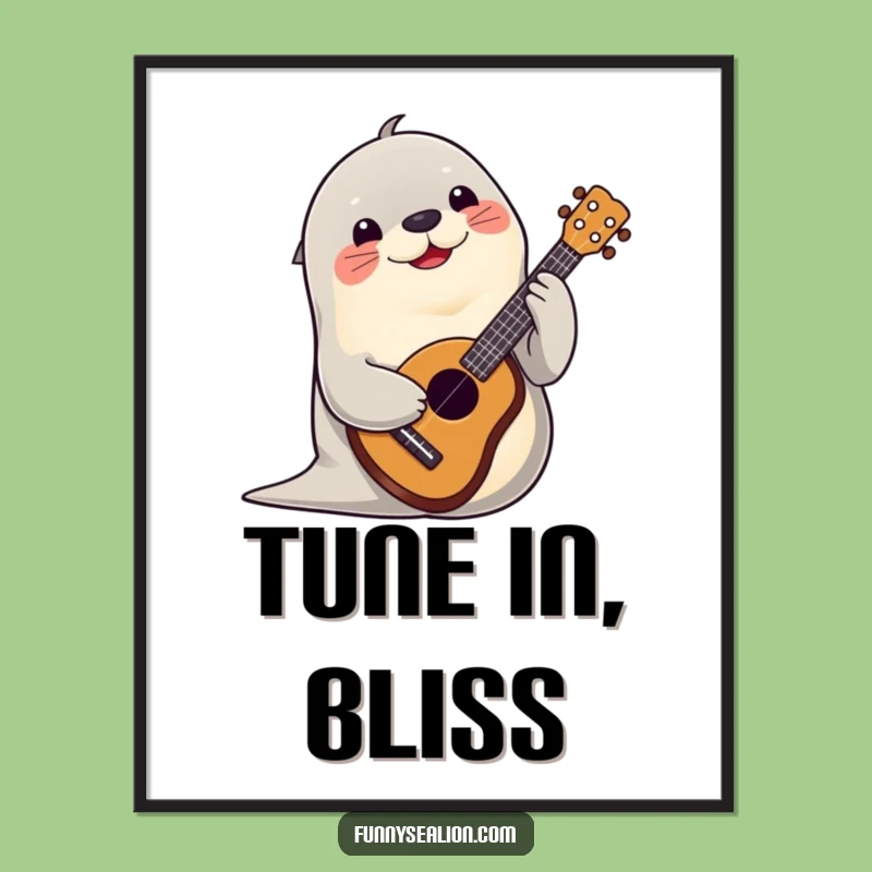 Funny Sea Lion Ukulele Art Print: Lively Music for Your Walls!