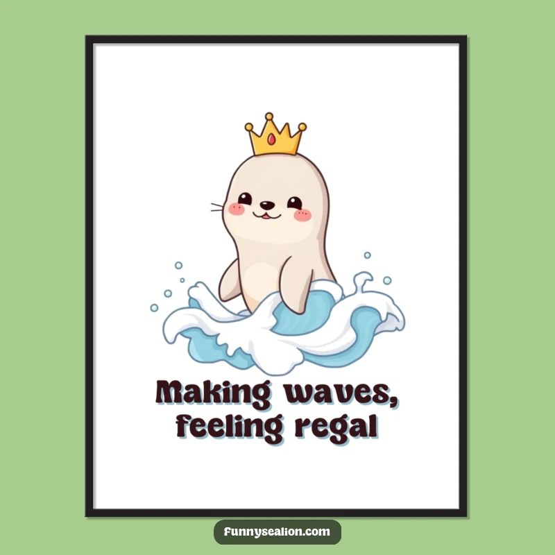 Funny Free Printable Wall Art: Sea Lion King of the Waves, Quirky Downloadable Art