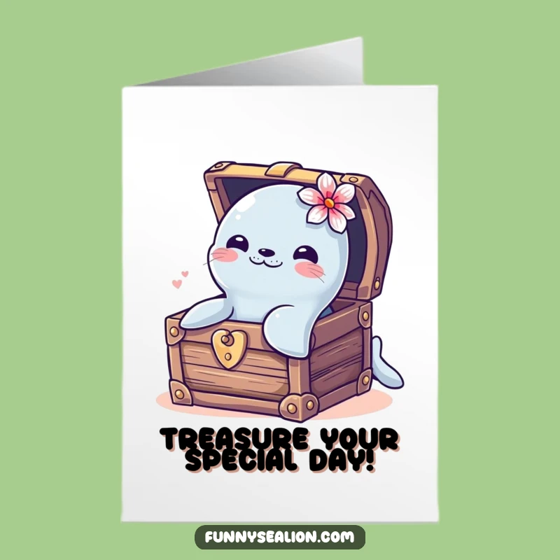 Funny Free Printable Birthday Card: Sea Lion Treasure Surprise, LOL Downloadable Gift