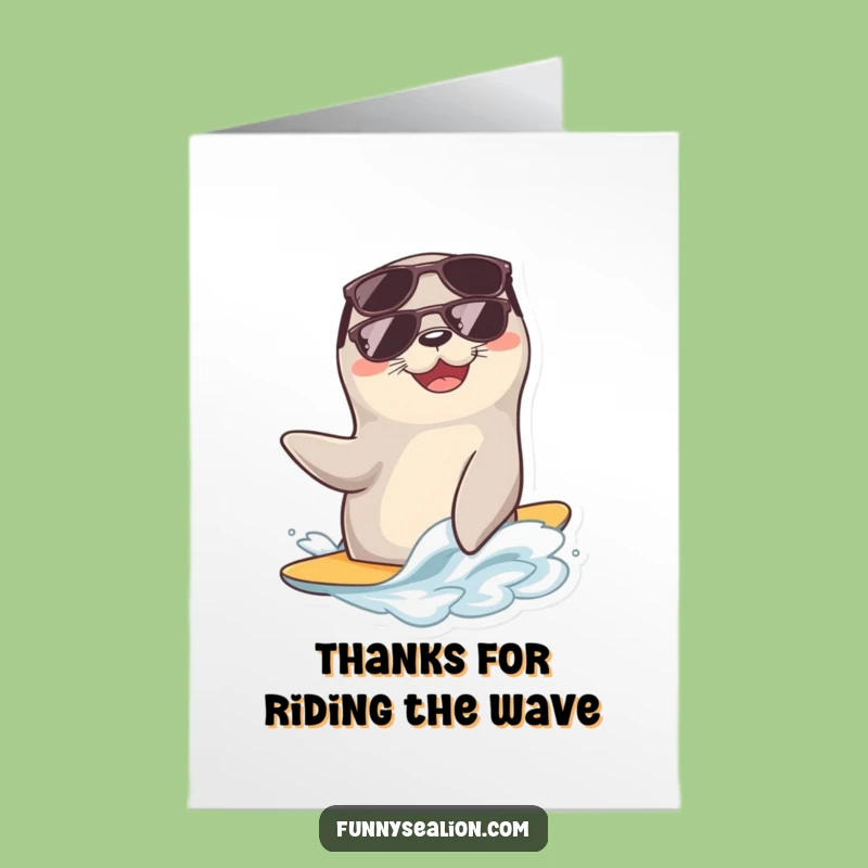 Free Printable Thank You Card: Chill Sea Lion Surfer, Express Thanks with Style!