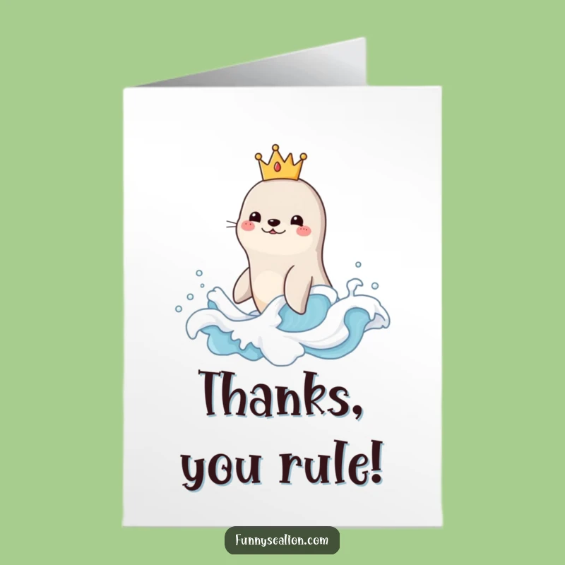 Free Printable Thank You Card: Sea Lion Wave of Thanks, Humorous Downloadable