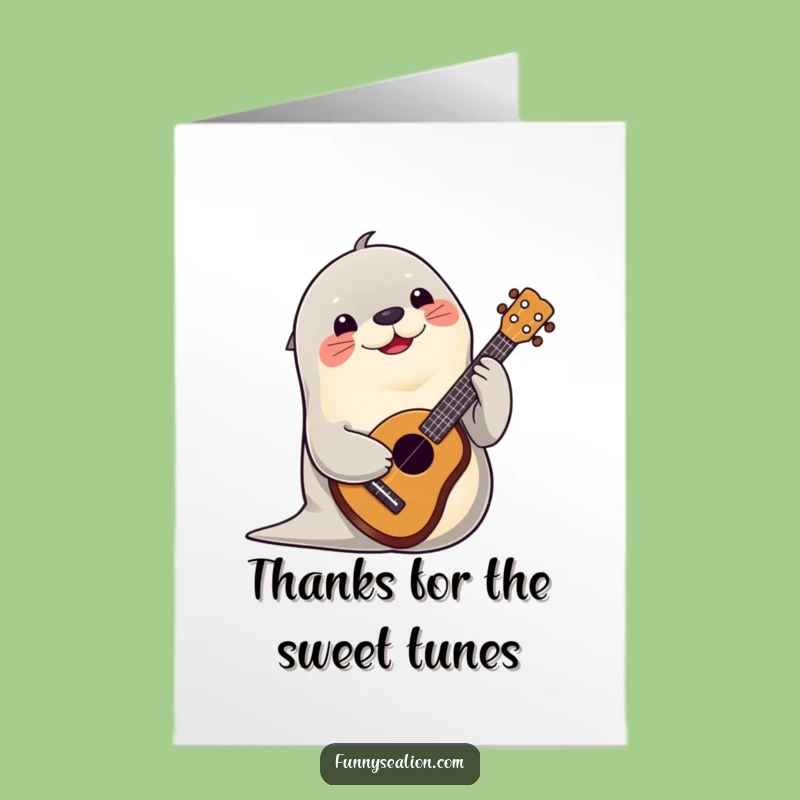 Free Printable Thank You Card: Sea Lion Ukulele Player, Melodious Downloadable Thanks!